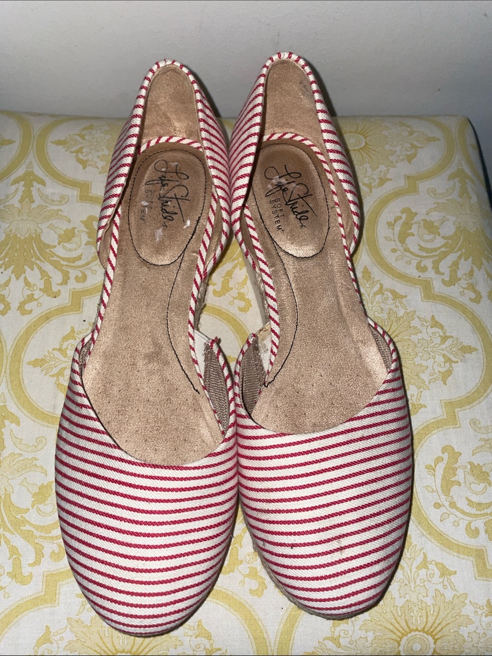 Life Stride Red & White Striped espadrilles